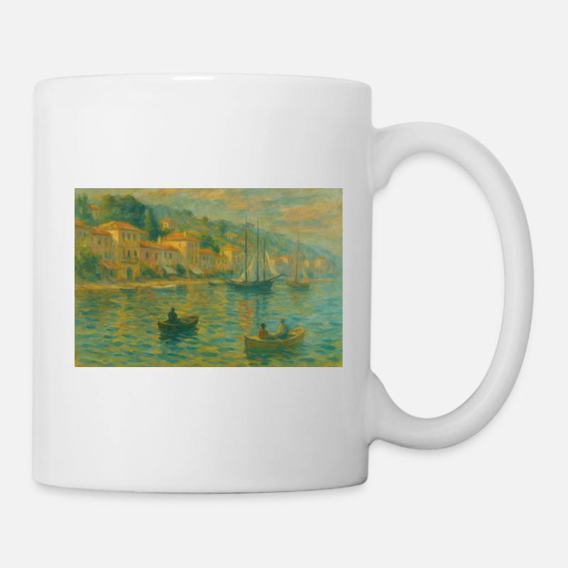 Hafenimpression Abendlicht - Tasse - Weiß