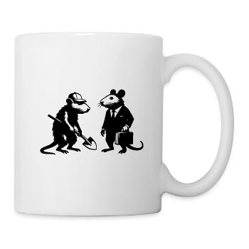 Weißlinien-Rattenduo | Arm und Reich - Tasse - Weiß - Rechts