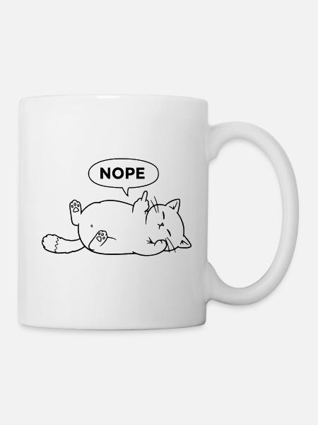 Nope Katze | Sarkastisches Katzen Statement - Tasse - Weiß
