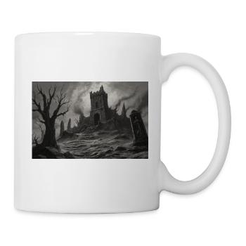 Landscape of a ruined medieval castle - Mug - white - Right