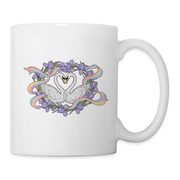 Swans love rainbow - Mug - white - Right