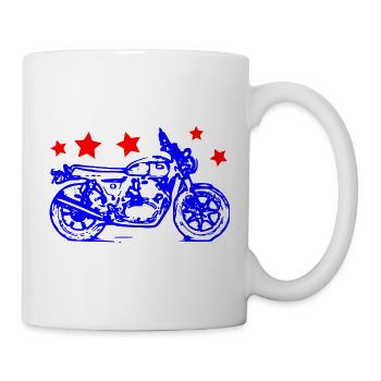 Blue Bike Line Art mit roten Sternen - Tasse - Weiß - Rechts