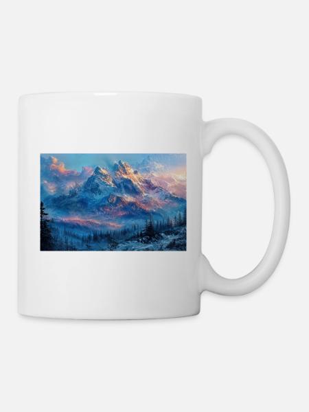 Illustration einer Gebirgslandschaft - Tasse - Weiß