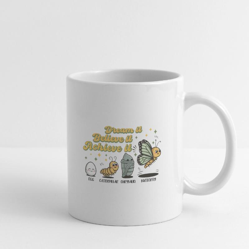 Chenille Papillon Ecole Evolution Cadeau Mug blanc