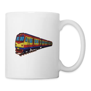 Bunter Zug Pracht-Illustration, S-Bahn - Tasse - Weiß - Rechts
