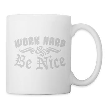 Work Hard Be Nice Motivation Positive Spirit Quote - Mug - white - Right