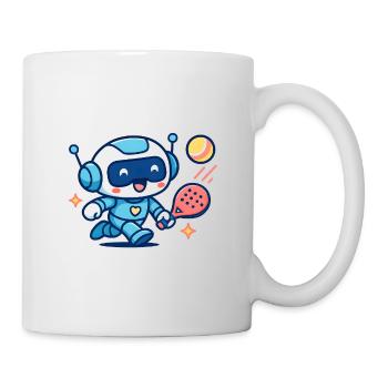 Kawaii Futuristic Blue Tennis Robot - Mug - white - Right