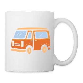 Retro Camper Van Cartoon Illustration - Mug - white - Right