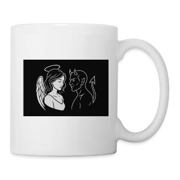 Engel & Teufel – Dual Line Art Design - Tasse - Weiß - Rechts