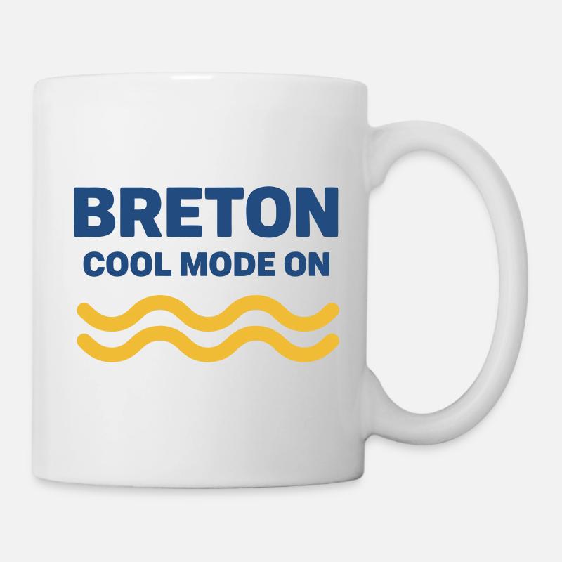 Breton Cool Mode On Vagues Jaunes - Mug blanc - blanc