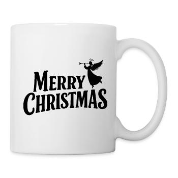 Classic Merry Christmas lettering with angel - Mug - white - Right