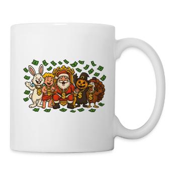 Weihnachtsmann Osterhase Valentinstag Halloween - Tasse - Weiß - Rechts
