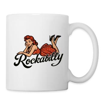 Rockabilly Pin-Up Woman 50s Reclining Petticoat Red - Mug - white - Right