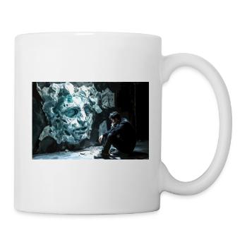 Felsgesicht und Nachdenklicher Mann - Tasse - Weiß - Rechts