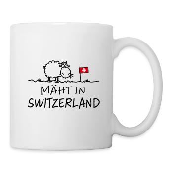 Mäht in Switzerland Wortspiel Made in Schaf lustig - Tasse - Weiß - Rechts