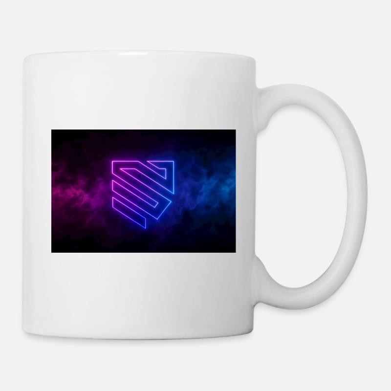Logo du bouclier géométrique néon - Mug blanc - blanc