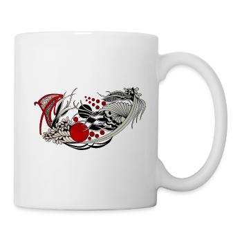 Vagues ondulantes de coquilles florales - Mug blanc - blanc - Droite