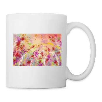 Pastellblüten Farbwirbel Muster - Tasse - Weiß - Rechts