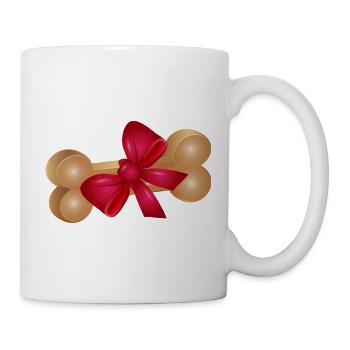 Os à mâcher cadeau avec ruban rouge - Mug blanc - blanc - Droite