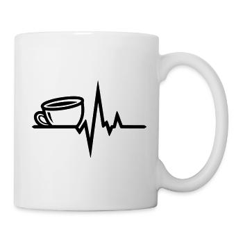 Coffee Heartbeat – Coffee Lover Lineart Design - Mug - white - Right