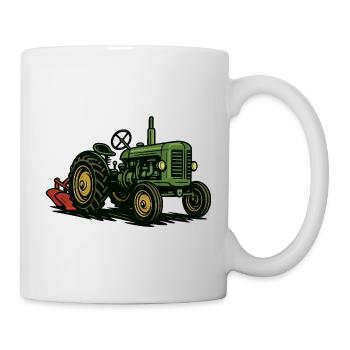 Green tractor in the light of agriculture - Mug - white - Right