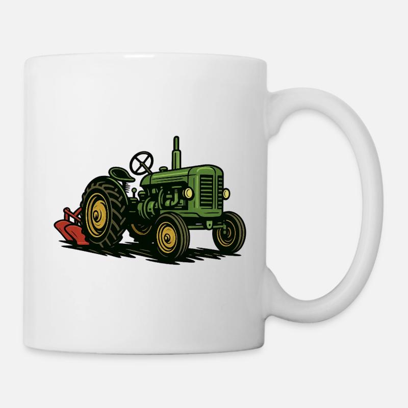 Tracteur vert à la lumière de l’agriculture - Mug blanc - blanc