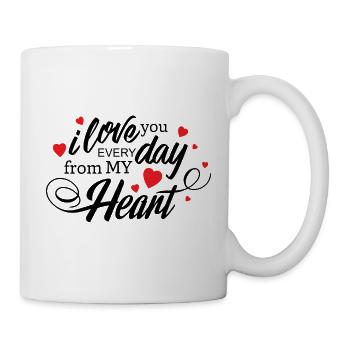 Ich liebe dich jeden Tag, mein Herz, ewige Liebe - Tasse - Weiß - Rechts