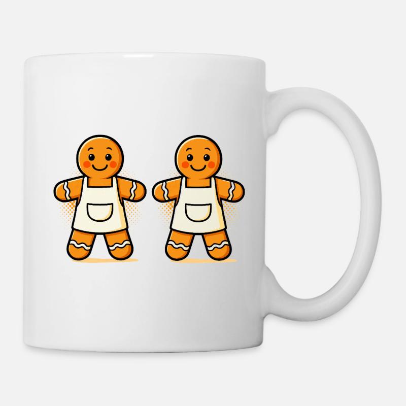 Gingerbread men with apron - Mug - white