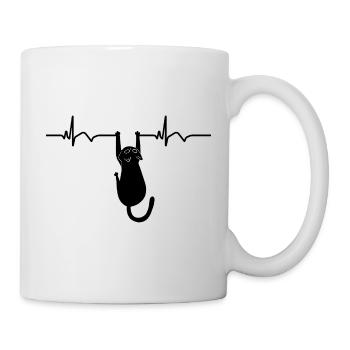 ECG du chat Fréquence cardiaque Battement de cœur - Mug blanc - blanc - Droite