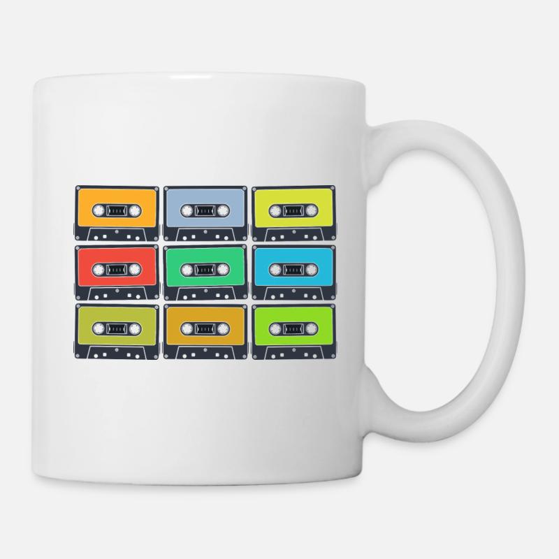 Cassettes rétro en couleur - Mug blanc - blanc