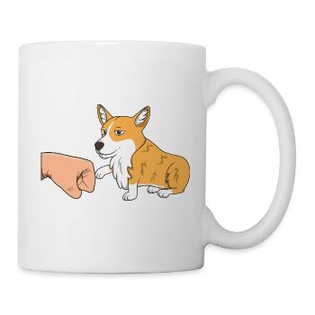 Niedlicher Corgi-Hund Fauststoß Pfote Begrüßung lustiges Haustier - Tasse - Weiß - Rechts