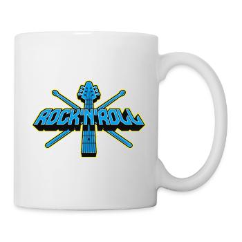 Rock'n'Roll Guitar and Drumsticks 3D Logo - Mug - white - Right