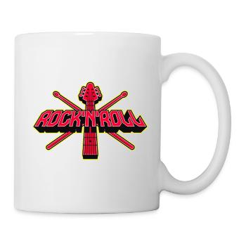 Rock 'N' Roll Guitar and Drumsticks Emblem - Mug - white - Right
