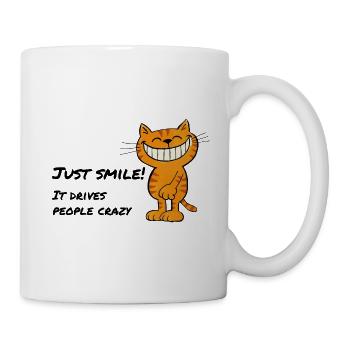Souris juste – Chat souriant Chat du Cheshire - Mug blanc - blanc - Droite