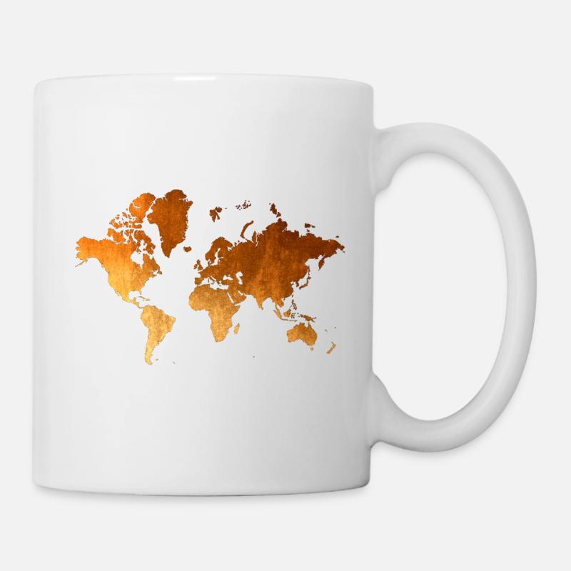 World Map Golden Earth Design - Mug - white