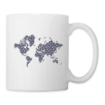Weltkarte Schwarz-Weißes Blumendesign - Tasse - Weiß - Rechts