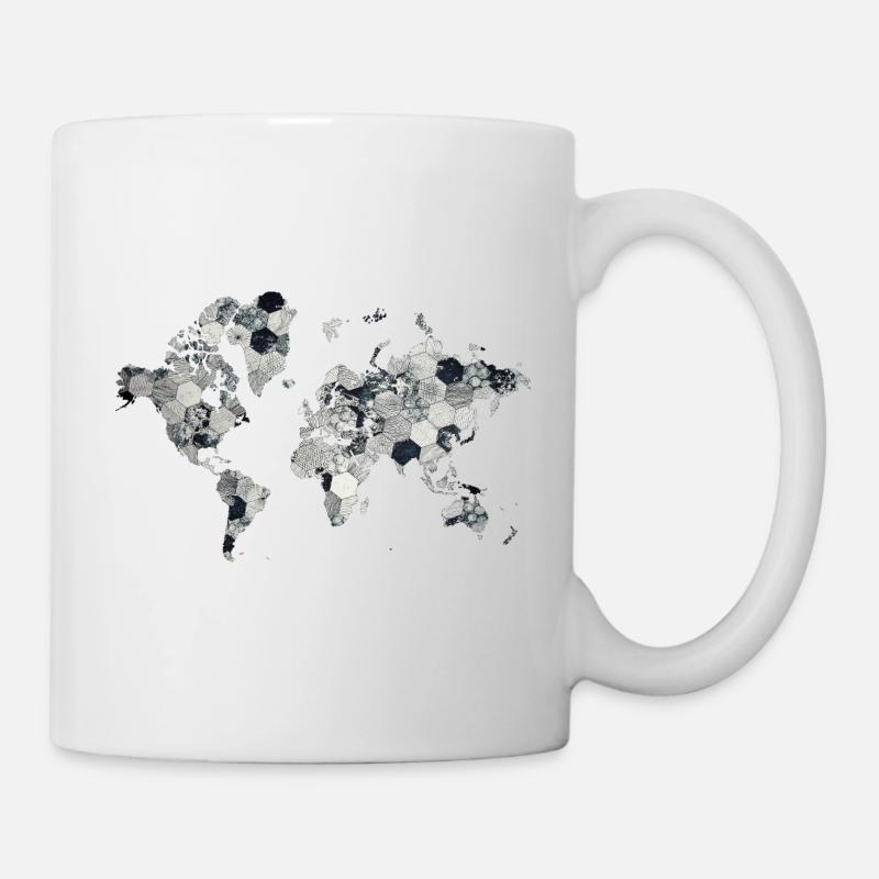 Conception de la Mosaïque de la Carte du Monde - Mug blanc - blanc
