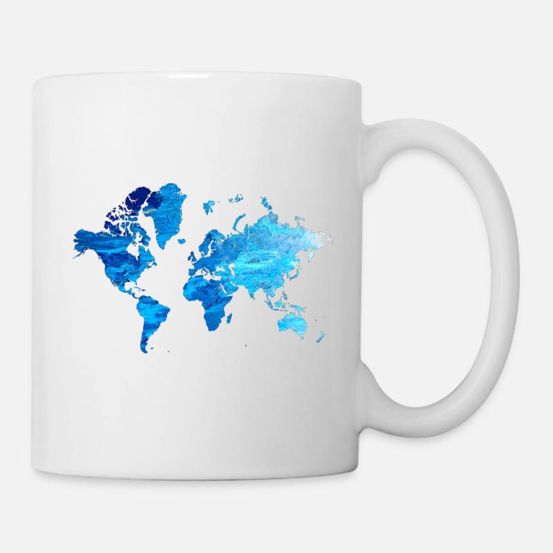 Weltkarte Eisblau - Mug - white