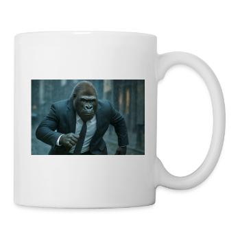 Geschäfts-Gorilla im Regen - Tasse - Weiß - Rechts