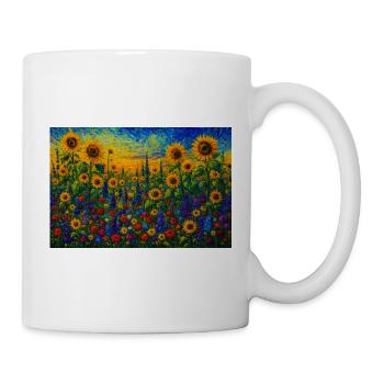 Sonnenblumenfeld - Tasse - Weiß - Rechts