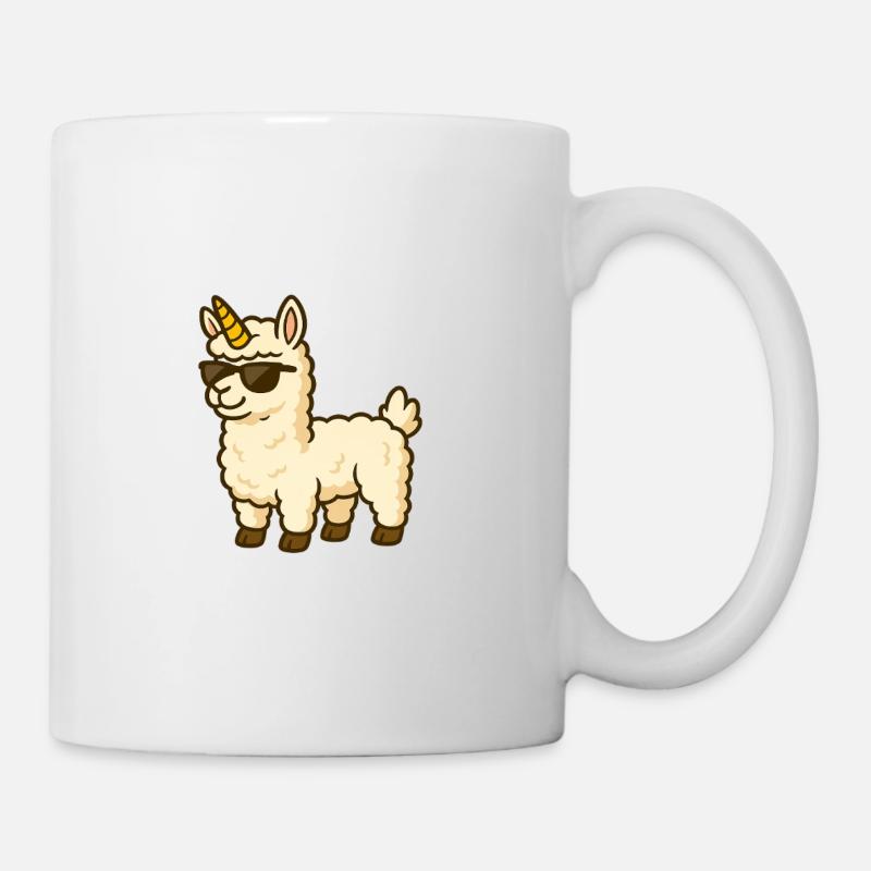 Cool alpaca with unicorn horn - Mug - white