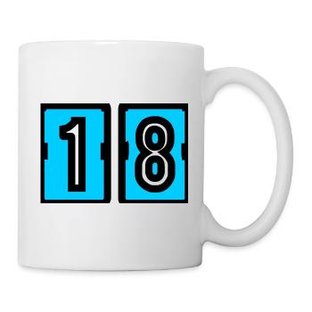 18. 18 JAHRE ALT. 18-JÄHRIGES JUBILÄUM. 18. GEBURTSTAG. - Tasse - Weiß - Rechts