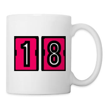 18. 18 JAHRE ALT. 18-JÄHRIGES JUBILÄUM. 18. GEBURTSTAG. - Tasse - Weiß - Rechts