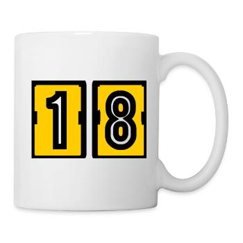 18. 18 JAHRE ALT. 18-JÄHRIGES JUBILÄUM. 18. GEBURTSTAG. - Tasse - Weiß - Rechts