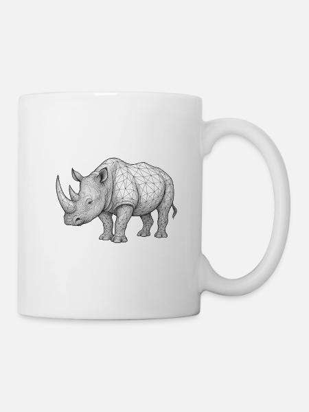 Nashorn Wireframe Muster - Tasse - Weiß