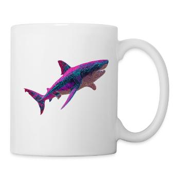 Neon Shark Glowing Cyberpunk Shark Graphic - Mug - white - Right