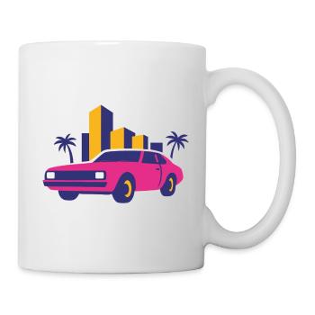 Retro Neon Skyline Limousine - Mug - white - Right