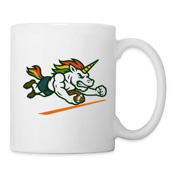 Einhorn-Fußball-Maskottchen-Design Power Runner - Tasse - Weiß - Rechts