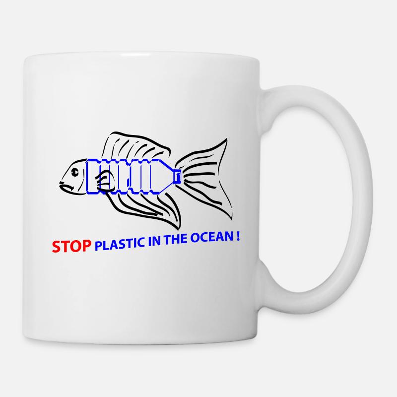 poissons et plastique - Mug blanc - blanc