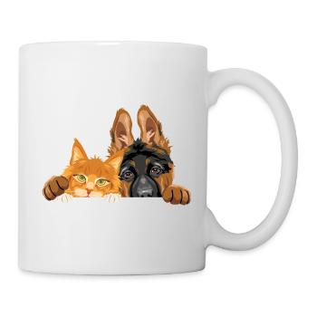 Petit chiot Berger allemand mignon et chat Maine Coon - Mug blanc - blanc - Droite